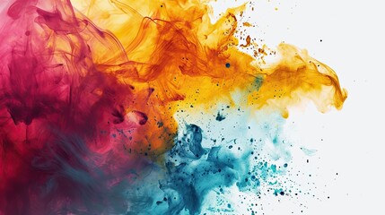 Wall Mural - Colorful ink in water isolated on white background. Abstract background