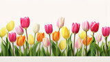 Fototapeta Tulipany - Fresh spring tulips isolated on a white background. Generative AI