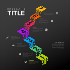 Poster - Infogrpahic stairs steps diagram template on dark background
