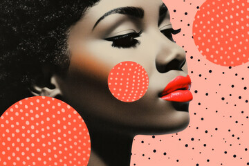 Wall Mural - Graphic design portrait of a fashionable black woman. Creative abstract lifestyle portrait