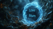The Words "love Mum" In The Background Of A Baby And Mother Show Love On Mother's Day.for Greeting Cards Background Or Other Printing Work.