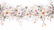 beautiful wedding floral design with tree and string watercolor on white background