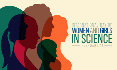 Wall Mural - International day of Women and Girls in science is observed every year on February 11, The day recognizes the critical role women and girls play in science and technology. Vector illustration