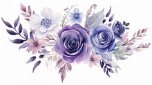 Wedding Floral With Blue Purple Flower Garden Watercolor