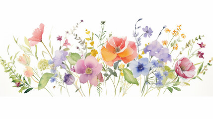 Sticker - wedding floral with colorful garden watercolor on white background