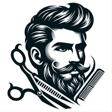 Barber Illustration ,haircutting Barber Illustration , Fashion Illustration , Facial , Beared Illustration
