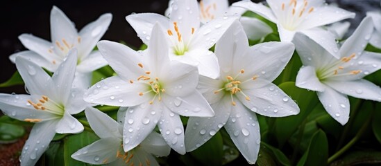 Wall Mural - The white rain lily symbolizes revival and fresh starts.
