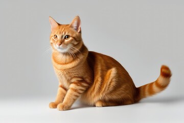 Wall Mural - Orange tabby cat isolated on transparent or white background