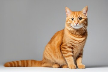 Wall Mural - Orange tabby cat isolated on transparent or white background