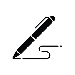 Poster - pen, write icon. simple solid style. signature pen, paper, ink, sign, pencil, tool, education concep