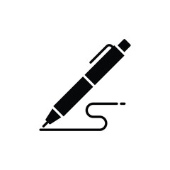 Poster - pen, write icon. simple solid style. signature pen, paper, ink, sign, pencil, tool, education concep