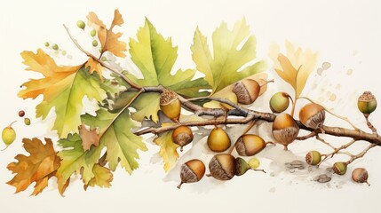 Poster - oak branch with acorns