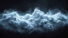 White Powder Snow Cloud Explosion In A Horizontal Layout Against A Dark Backdrop.