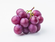 Fresh Purple Grape Isolated On White Background. Minimalist Style. 