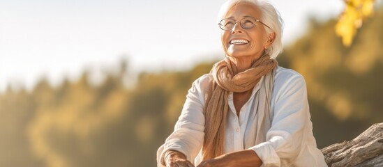 Happiness, senior woman with open arms enjoying life outdoors or success, happy and retired lady celebration of financial freedom.