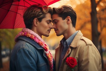 Wall Mural - Love Unveiled: A Radiant Representation of Same-Sex Romance on Valentine's Day