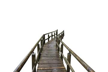 Wall Mural - Cutout of an isolated front view of an empty wet wooden jetty bridge with the transparent png	