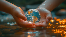 Water Is Life. Saving Clean Water For Our Globe, Sustainability Development, Water Conservation For The Next Generation