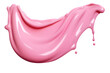 Smooth glossy pink liquid cream splash isolated on transparent background