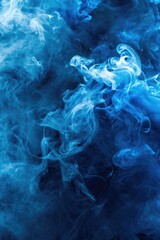 Poster - Blue smoke close up on a black background. Perfect for adding a touch of mystery and atmosphere to any project