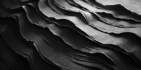 Poster - A black and white photo of a pile of leather. Perfect for fashion or interior design projects