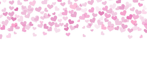Poster - Pink vector heart confetti background, isolated banner design, valentine wallpaper with hearts