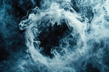 Poster - A black and white photo capturing a mesmerizing circle of smoke. This image can add a touch of mystique and intrigue to various projects