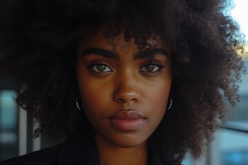 Poster - Close-up shot of a person with an afro hairstyle. Versatile image suitable for various themes