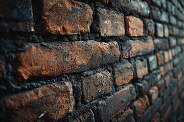 Poster - A picture of a brick wall against a dark background. Can be used for architectural or urban themes