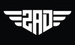ZAD three letter logo, creative wings shape logo design vector template. letter mark, word mark, monogram symbol on black & white.	