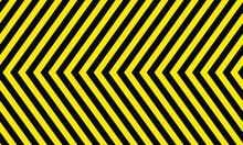 Abstract Yellow Arrow Warning Line Pattern On Black.