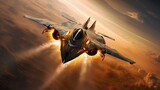 futuristic air space fighter jet, military fiction aircraft taking combat, fantastic army jet