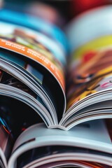 Poster - A close up view of an open book with pictures. This versatile image can be used in various contexts