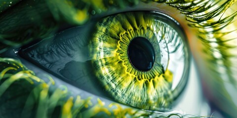 Aufkleber - A detailed close-up of a person's green eye. This image can be used for various purposes