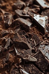 Poster - A close-up view of a pile of delicious chocolate. Perfect for food lovers and confectionery enthusiasts