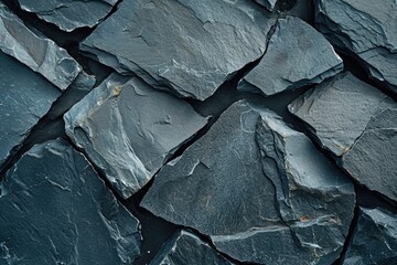 Poster - A close up view of a stone wall with visible cracks. This image can be used to depict concepts of decay, deterioration, or the passage of time.