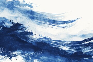 Poster - A beautiful painting of a wave in shades of blue and white. Perfect for adding a calming touch to any space