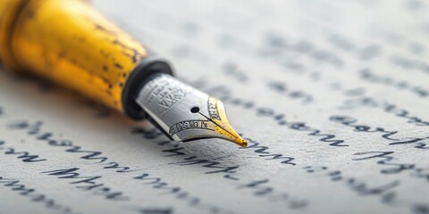 Poster - A classic fountain pen resting on a sheet of paper. Perfect for writing, note-taking, or journaling