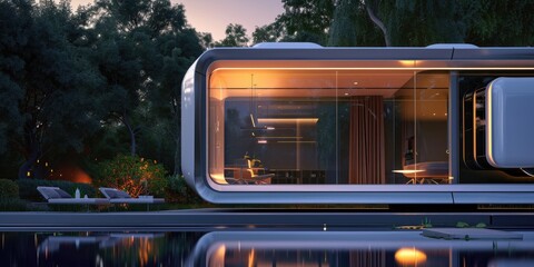 Aufkleber - A modern house with a pool in the backyard. Perfect for residential or vacation purposes