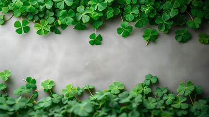 Wall Mural - Saint Patrick's Day Holiday Card, Greetings Card, Clover background. Ai Generated 