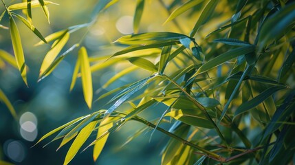 Poster - A close-up view of vibrant green leaves on a plant. This image captures the natural beauty of foliage. Perfect for adding a touch of nature to any project
