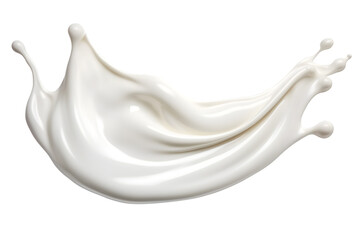 White milk or cream wave splash with splatters and drops isolated on transparent background