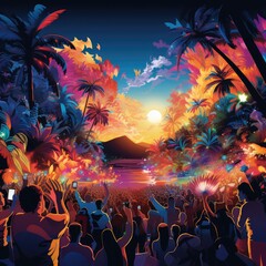 Wall Mural - palm trees in the night