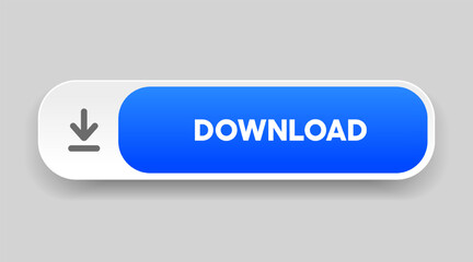 Poster - 3D download button icon. Upload icon. Down arrow bottom side symbol. Click here button. Save cloud icon push button for UI UX, website, mobile application.