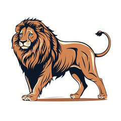 Wall Mural - Standing lion isolated on a neutral background. Vector illustration