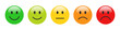3D Rating Emojis set in different colors with shine. Feedback emoticons collection. Excellent, good, neutral, bad and very bad emojis. Flat icon set of rating and feedback emoji icons.