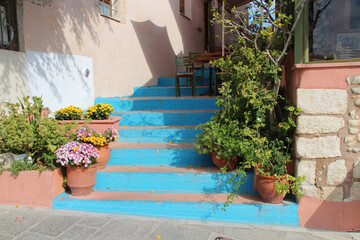 Wall Mural - stairs in rethymno in crete in greece