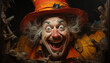 Spooky Halloween celebration men and women in bizarre costumes generated by AI