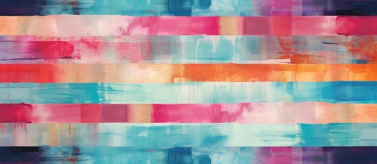 Poster - Watercolor grunge texture with seamless brush strokes and stripes pattern textile design featuring a 3D effect.