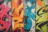 Fototapeta Młodzieżowe - A detailed close-up shot of a skateboard covered in vibrant graffiti art. Perfect for urban culture, street fashion, or extreme sports themes